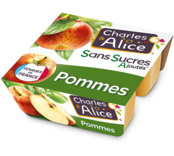 CHARLES & ALICE – Dessert pomme sans sucres ajoutés 4 x 100g
