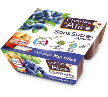 CHARLES & ALICE – Dessert pomme et myrtille sans sucres ajoutés 4 x 97g