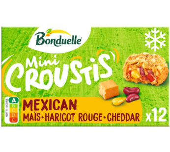 BONDUELLE Mini Croustis – Bouchées panées au maïs, haricot rouge et cheddar 240g