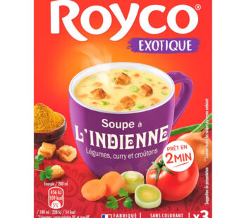 Royco Exotique – Soupe indienne instantanée aux légumes, curry et croûtons 3×25,5g