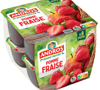 ANDROS – Dessert pomme et fraises 8 x 100g