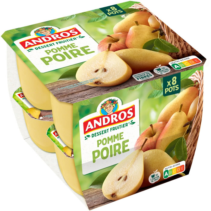 ANDROS - Dessert pomme et poire 8 x 100g