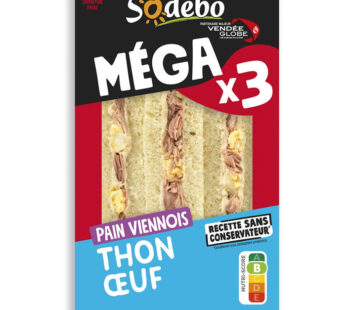Sodebo – Sandwich au thon et œuf Le Méga 3x76g