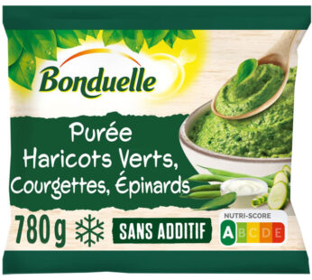 BONDUELLE – Purée d&rsquo;haricots verts, courgettes, épinards, pois et crème 780g