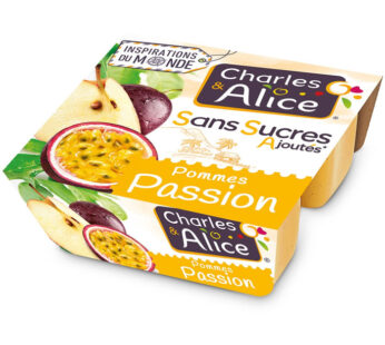 CHARLES & ALICE – Dessert pomme et passion sans sucres ajoutés 4 x 97g