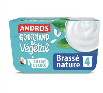 Andros Gourmand & Végétal – Dessert brassé nature au lait de coco 4x100g