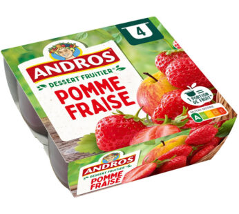 ANDROS – Dessert pomme et fraise 4 x 100g