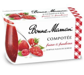 BONNE MAMAN – Compotée de fraises et framboises et fleur de sureau 2 x 130g