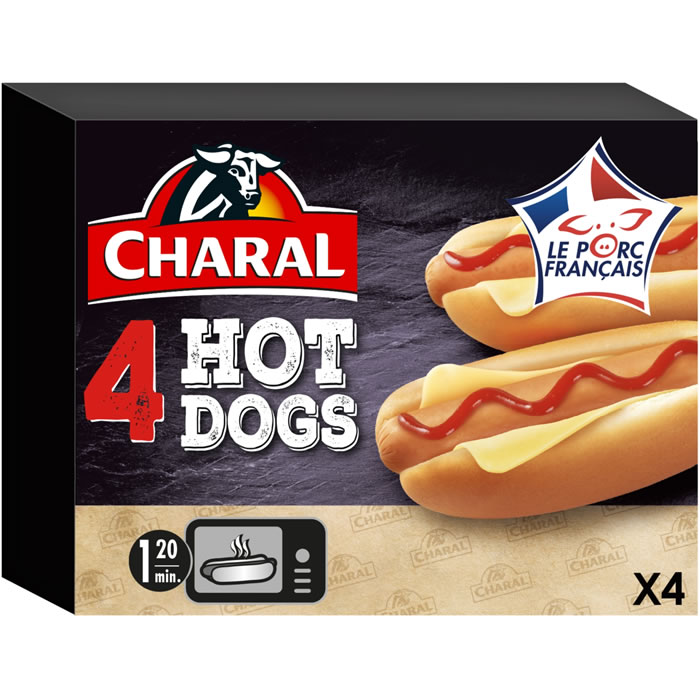 CHARAL - Hot dog de porc au ketchup et fromage 4x125g