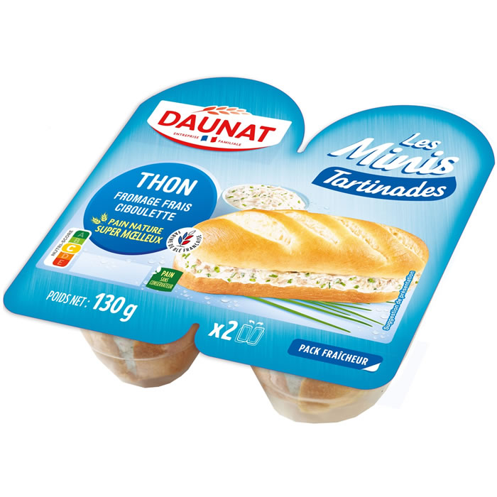 Daunat - Sandwich au thon et fromage frais ciboulette Les Minis 2x65g