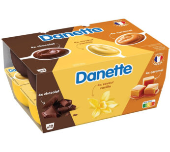 DANETTE – Crème dessert au chocolat, caramel et vanille 12 x 115g