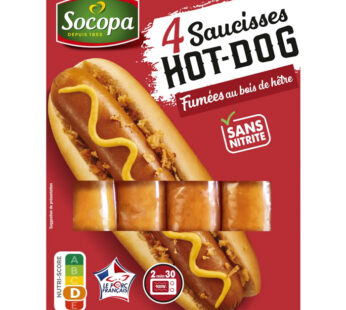 SOCOPA – Saucisses de porc fumées pour hot dog sans nitrite 280g
