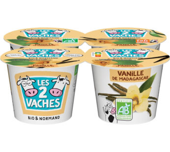 Les 2 Vaches – Yaourts à la vanille de Madagascar bio 4x115g