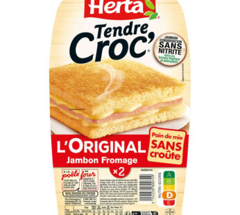 HERTA Tendre Croc&rsquo; – Croque-monsieur au jambon et fromage sans croûte 200g