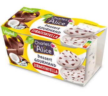Charles & Alice – Dessert végétal au lait de coco et stracciatella 2x110g