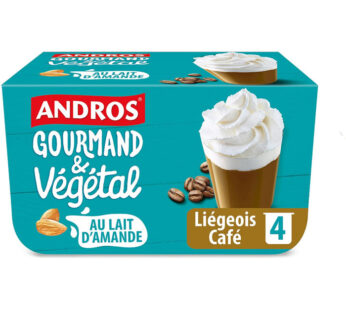 Andros Gourmand & Végétal – Dessert liégeois au lait d&rsquo;amande et au café 4x100g