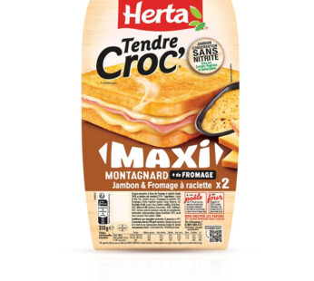 HERTA Tendre Croc&rsquo; – Croque-monsieur Montagnard au jambon et fromage à raclette 310g
