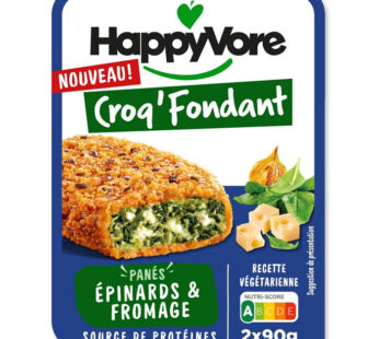 HAPPYVORE Croq&rsquo;Fondant – Panés d&rsquo;épinard et fromage 2x90g