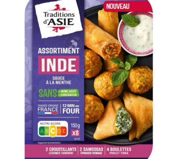 Traditions d&rsquo;Asie – Assortiment de samossas, croustillant de légumes et boulette 150g