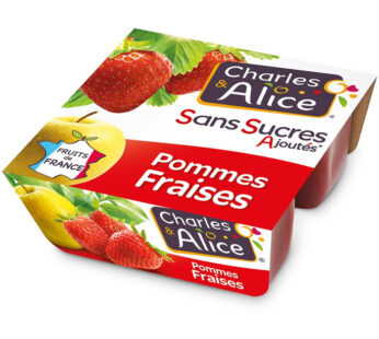 CHARLES & ALICE – Dessert pomme et fraise sans sucres ajoutés 4 x 100g