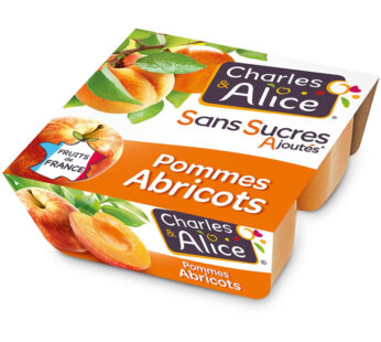 CHARLES & ALICE – Dessert pomme et abricot sans sucres ajoutés 4 x 100g