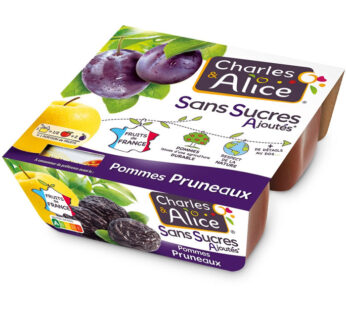 CHARLES & ALICE – Dessert pomme et pruneau sans sucres ajoutés 4 x 100g