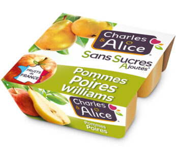 CHARLES & ALICE – Dessert pomme et poire sans sucres ajoutés 4 x 100g