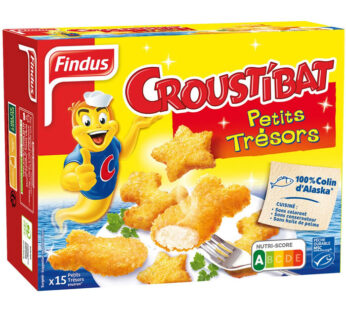 FINDUS Croustibat – Petits trésors de poissons panés colin MSC 450g