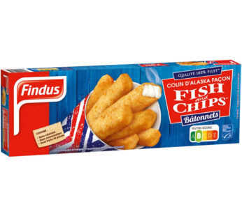 FINDUS – Bâtonnets de colin d&rsquo;Alaska panés façon fish & chips MSC 364g