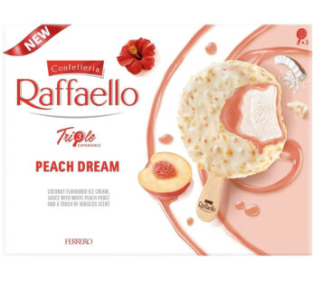 RAFFAELLO Triple – Bâtonnets glacés à la noix de coco et pêche blanche 3x46g
