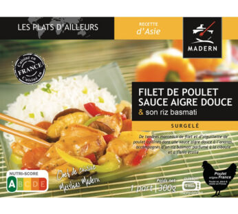 MADERN – Riz basmati et filet de poulet sauce aigre douce micro-ondes 300g