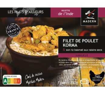 MADERN – Riz basmati et filet de poulet Korma micro-ondes 350g