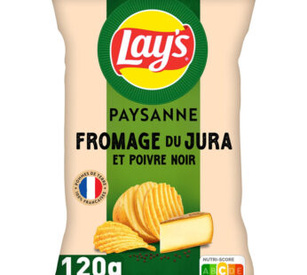 LAY&rsquo;S – Chips paysannes saveur fromage du Jura et poivre noir 120g
