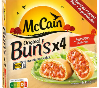 MC CAIN – Bun&rsquo;s au jambon et ketchup micro-ondes (4 x 115g)