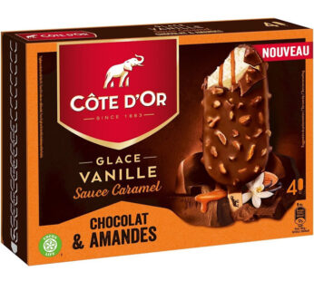 CÔTE D&rsquo;OR – Bâtonnets glacés au chocolat, caramel et amande 4x69g