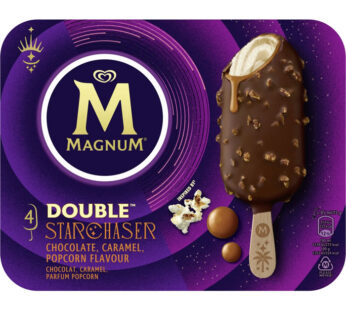 MAGNUM Double – Bâtonnets glacés au chocolat, caramel et pop corn 4x72g