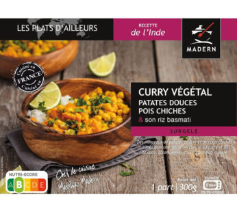 MADERN – Riz basmati au curry végétal et patates douces micro-ondes 300g