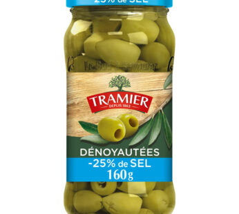TRAMIER – Olives dénoyautées -25% de sel 160g