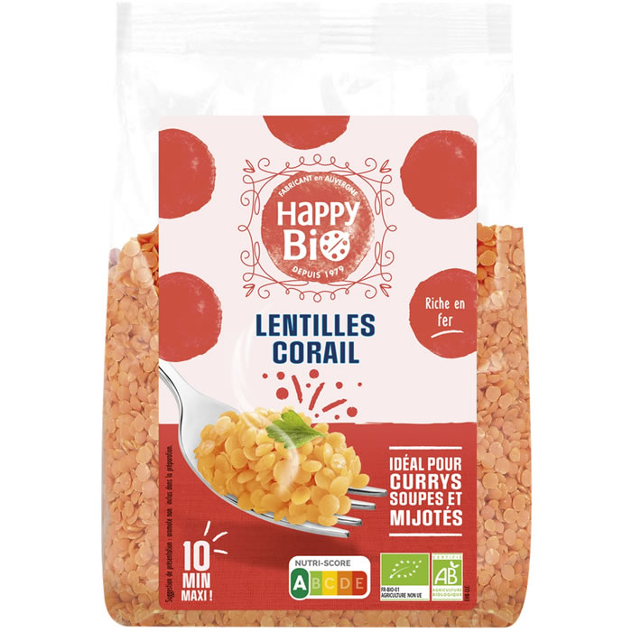 HAPPY BIO - Lentilles corail bio 500g