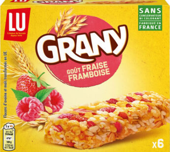 GRANY – Barres céréalières à la fraise et framboise 6x18g