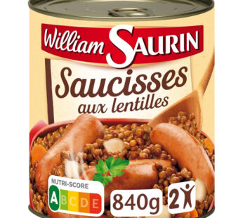 WILLIAM SAURIN – Saucisses aux lentilles Grand Format 840 g