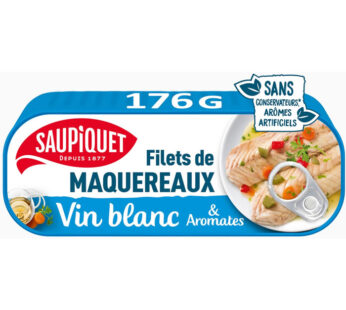 SAUPIQUET – Filets de maquereaux au vin blanc et aux aromates 176g