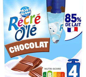 MONT BLANC Récré O&rsquo;lé – Goûters laitiers au chocolat 4 x 85 g