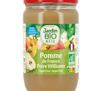 JARDIN BIO Étic – Dessert pomme et poire williams sans sucres ajoutés bio 680 g