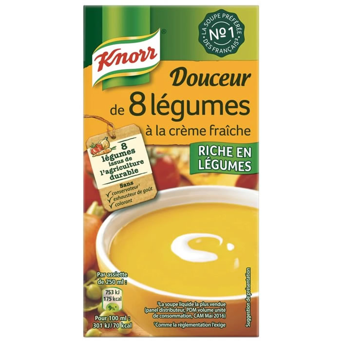 KNORR - Soupe douceur de 8 légumes et crème 1 L