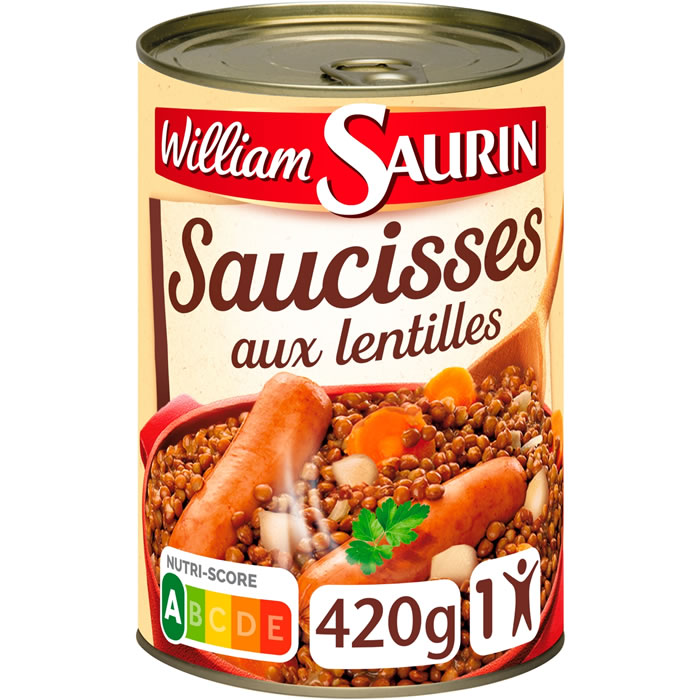 WILLIAM SAURIN - Saucisses aux lentilles 420 g