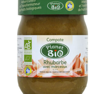 PLANET BIO – Compotée de rhubarbe avec morceaux bio 590 g