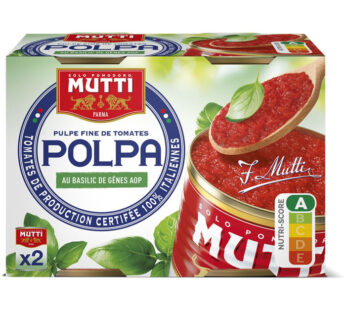 MUTTI – Pulpe de tomates basilic 2×400 g