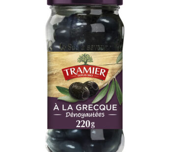 TRAMIER – Olives noires à la grecque dénoyautées – 220 g