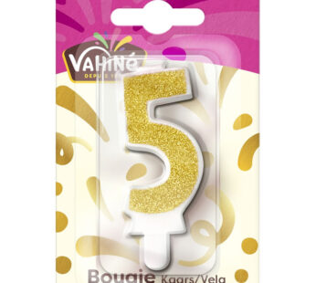 VAHINE – Bougie d&rsquo;anniversaire chiffre n° 5 1 bougie